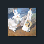 Joaquin Sorolla - Women Walking on the Beach Canvas Print<br><div class="desc">"Women Walking on the Beach" is a captivating painting by Joaquin Sorolla, a renowned Spanish artist of the late 19th and early 20th centuries. The artwork depicts a serene coastal scene where a group of women elegantly stroll along the sandy shore. Sorolla's mastery of light and colour is evident in...</div>