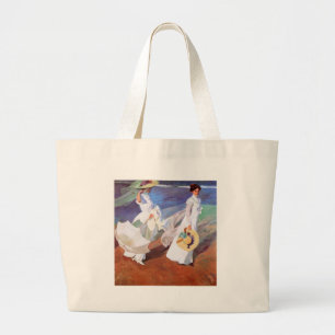 Joaquin Sorolla Women Walking on the Beach Fine Ar Large Tote Bag
