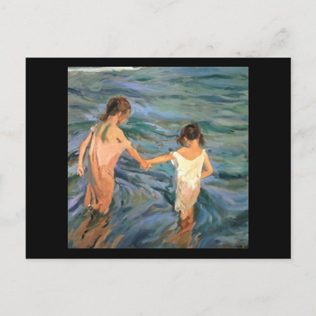 Joaquín Sorolla y Bastida Children in the Sea Postcard (Front)