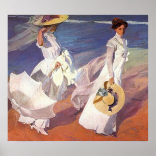 Joaquín Sorolla y Bastida Walk On The Beach Poster