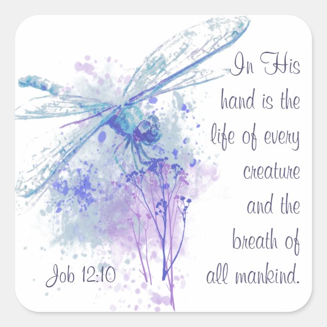 Job 12:10 Scripture Life of Every Creature Square Sticker (Front)