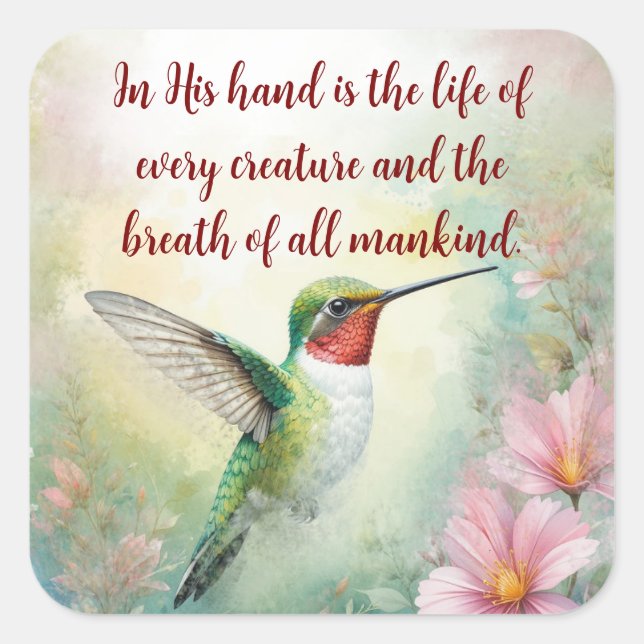 Job 12:10 Scripture Life of Every Creature Square Sticker (Front)