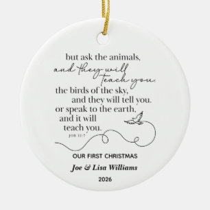 Job 12:7 Personalized Christmas Ornament
