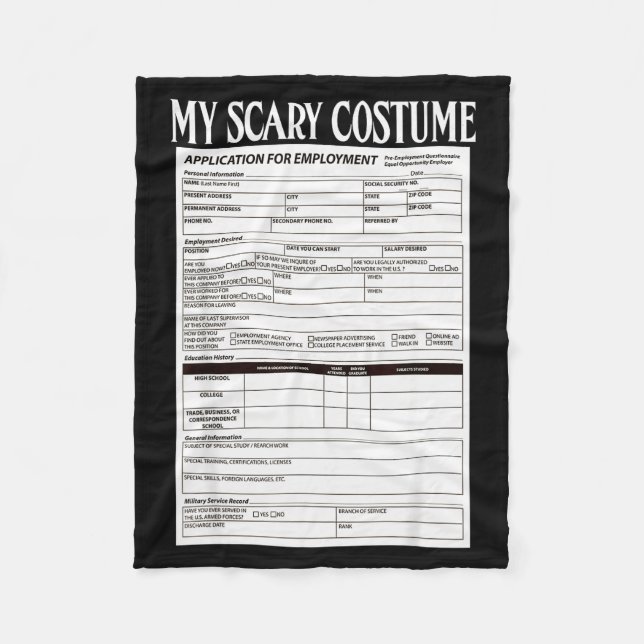 Job Application Funny Y Halloween Costume Trick Or Fleece Blanket (Front)