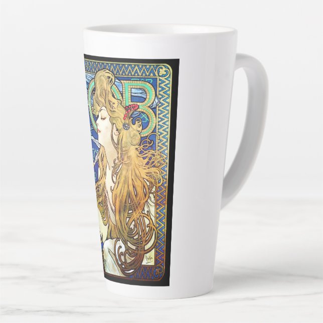 JOB by Alphonse Mucha Latte Mug (Right Angle)