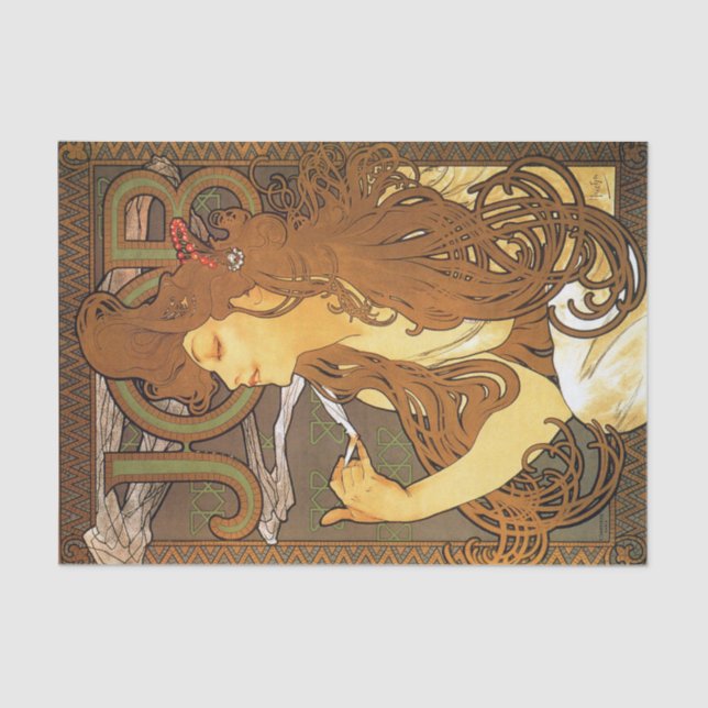 Job by Alphonse Mucha Tissue Paper (Front)