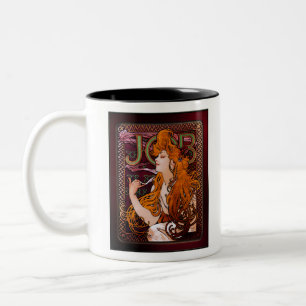 JOB by Alphonse Mucha Two-Tone Coffee Mug
