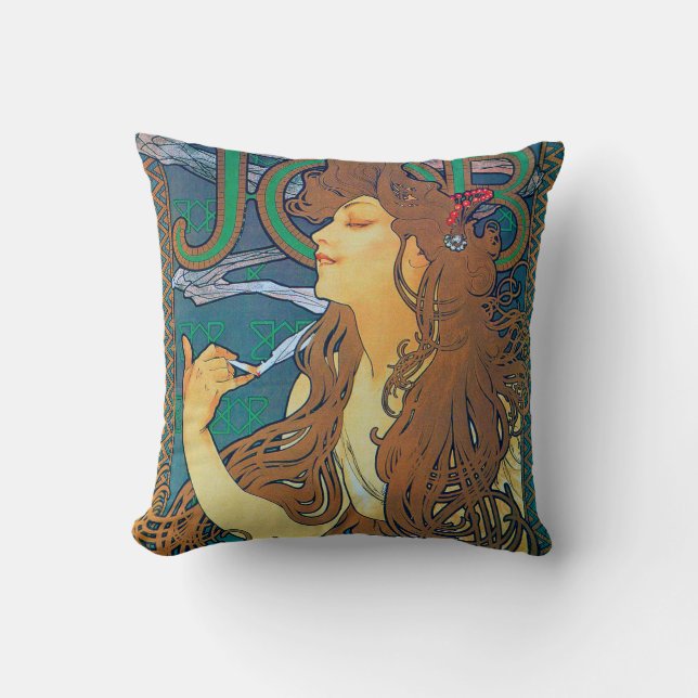 JOB, Mucha Throw Pillow (Front)