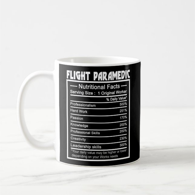 Job Title Worker Nutrition Facts Flight Paramedic Coffee Mug (Left)
