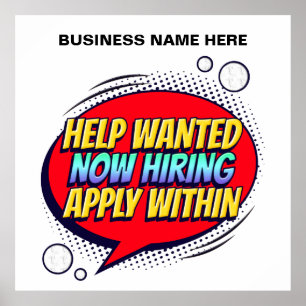 Jobs Help Wanted Now Hiring Employees Custom Poster
