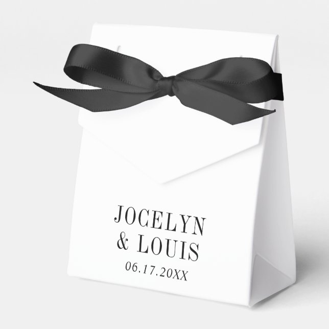 Jocelyn Black and White Modern Wedding Favor Box (Front Side)