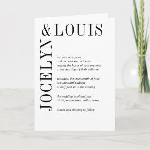 Jocelyn Black and White Modern Wedding Invitation