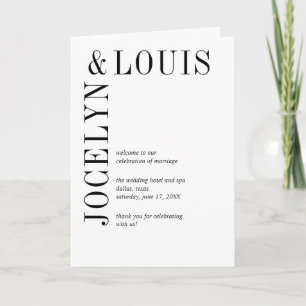 Jocelyn Black and White Modern Wedding Program