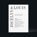 Jocelyn Black and White Modern Wedding Program<br><div class="desc">Modern wedding program featuring a minimalist black and white design with your names in a large font along the left side and top.  This design is simple enough for a formal wedding yet makes a bold statement.</div>
