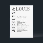 Jocelyn Black and White Modern Wedding Program<br><div class="desc">Modern wedding program featuring a minimalist black and white design with your names in a large font along the left side and top.  This design is simple enough for a formal wedding yet makes a bold statement.</div>