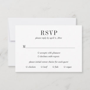 Jocelyn Black and White Modern Wedding RSVP Card