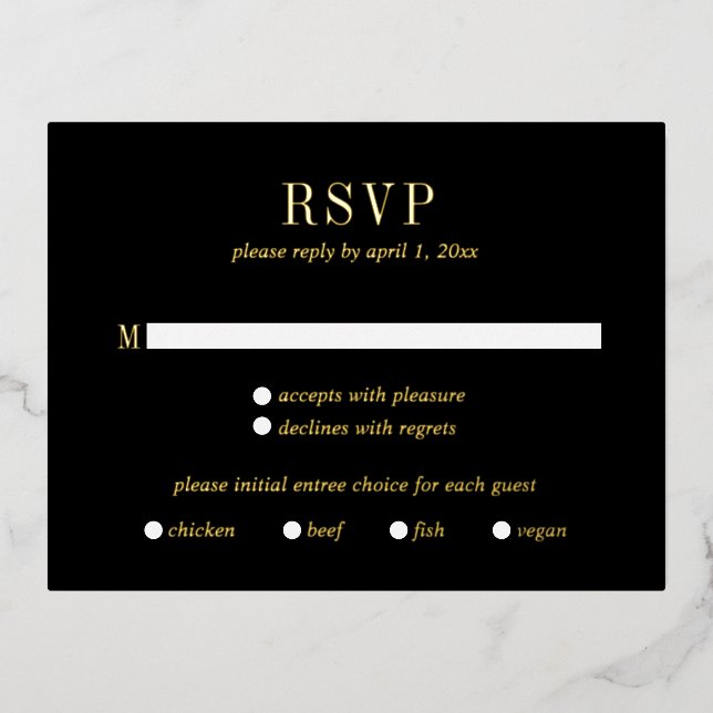 Jocelyn Black Mariage moderne carte RSVP (Recto)