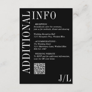 Jocelyn Black Modern Wedding Enclosure Card