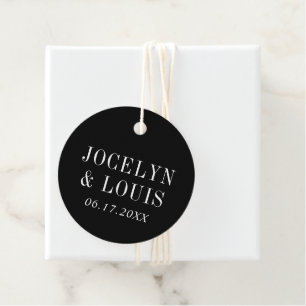 Jocelyn Black Modern Wedding Favour Tags