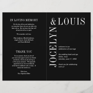 Jocelyn Black Modern Wedding Program