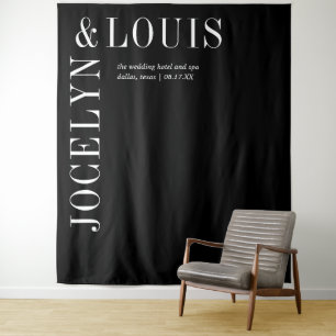 Jocelyn Black Modern Wedding Tapestry