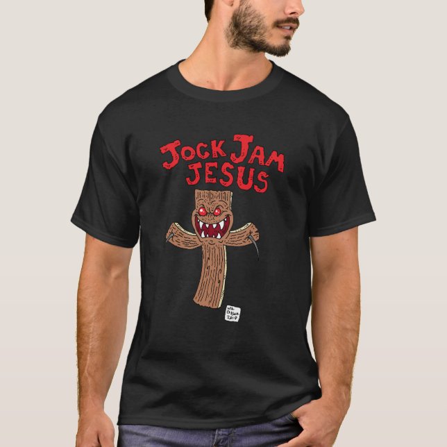 Jock Jam Jesus Crucifixion men's black T T-Shirt (Front)