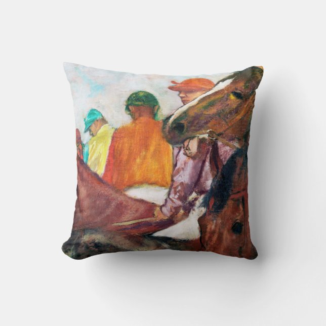 Jockey and Horse, Edgar Degas Throw Pillow (Front)
