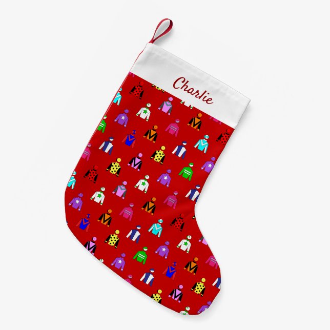 Jockey and Horse Rider Equestrian Small Christmas Stocking (Front (Hanging))