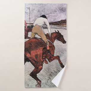 Jockey and Race Horse, Lautrec Bath Towel