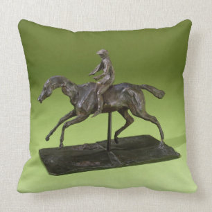 Jockey on a Horse (bronze) Throw Pillow