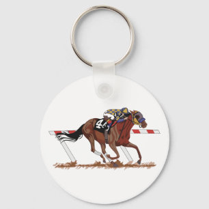 Jockey on Racehorse Keychain