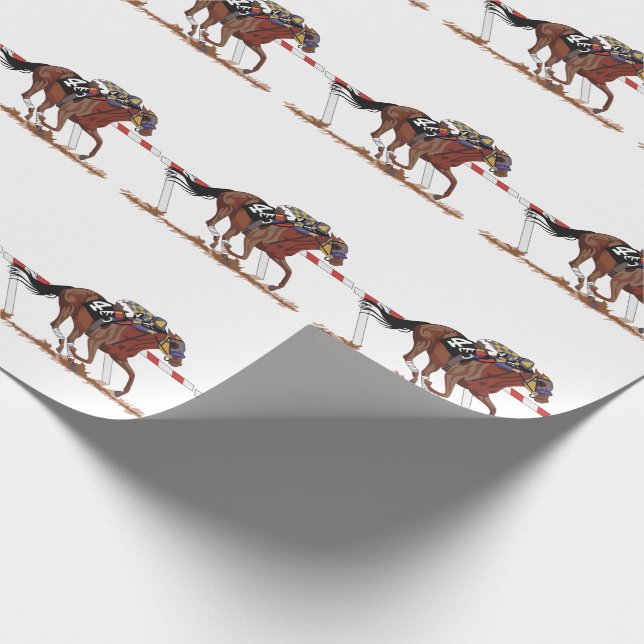 Jockey On Racehorse Wrapping Paper (Corner)