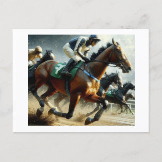 Jockey Racing Horse,  Postcard