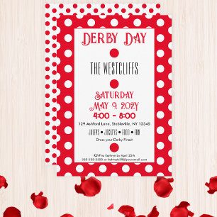 Jockey Silk Dots Red and White Derby  Invitation