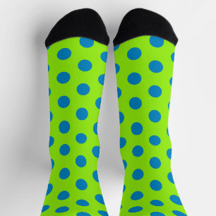 Jockey Silks Blue Polka Dots on Lime Green Socks