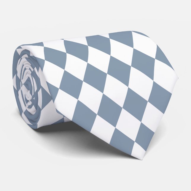 Jockey Silks Diamond Dusty Blue and White Neck Tie (Rolled)