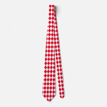 Jockey Silks Diamond Red and White Neck Tie