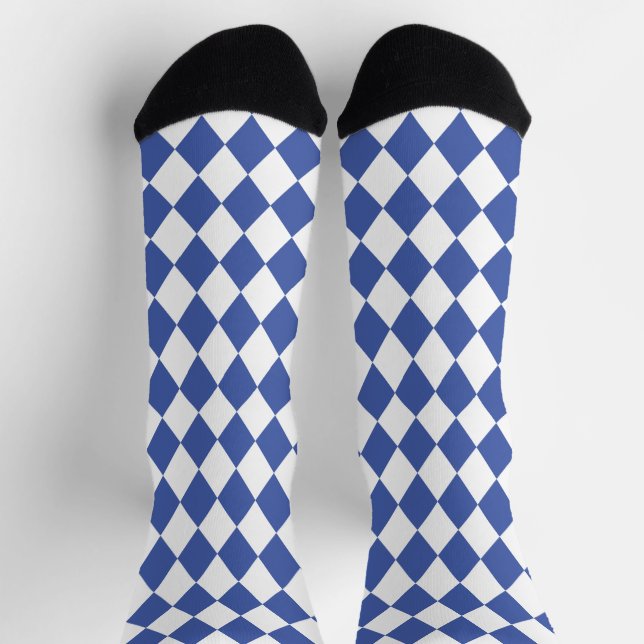 Jockey Silks Diamond Royal Blue and White Socks (Top)
