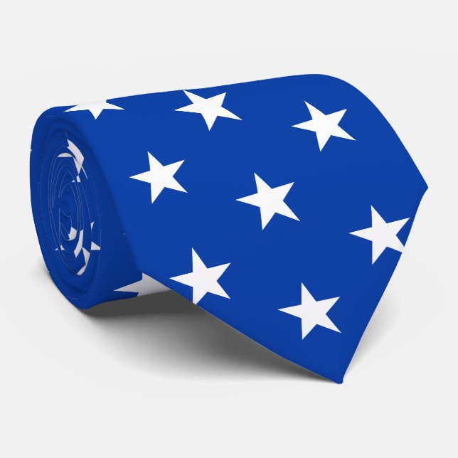 Jockey Silks Royal Blue with White Stars Derby Tie (Rolled)