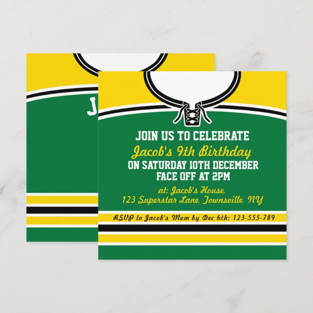 Jockey sur glace Jersey Invitations du parti à thè (Devant / Derrière)
