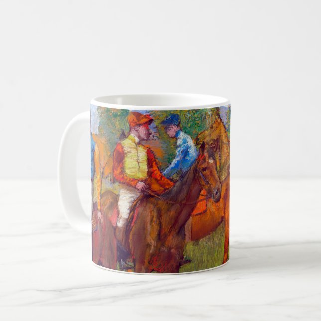 Jockeys and Race Horses, Edgar Degas Coffee Mug (Front Left)