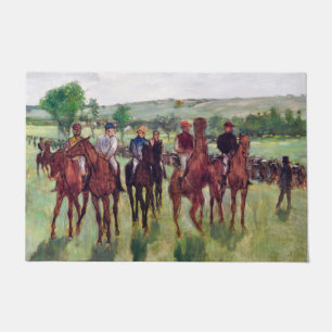 Jockeys and Race Horses, Edgar Degas Doormat