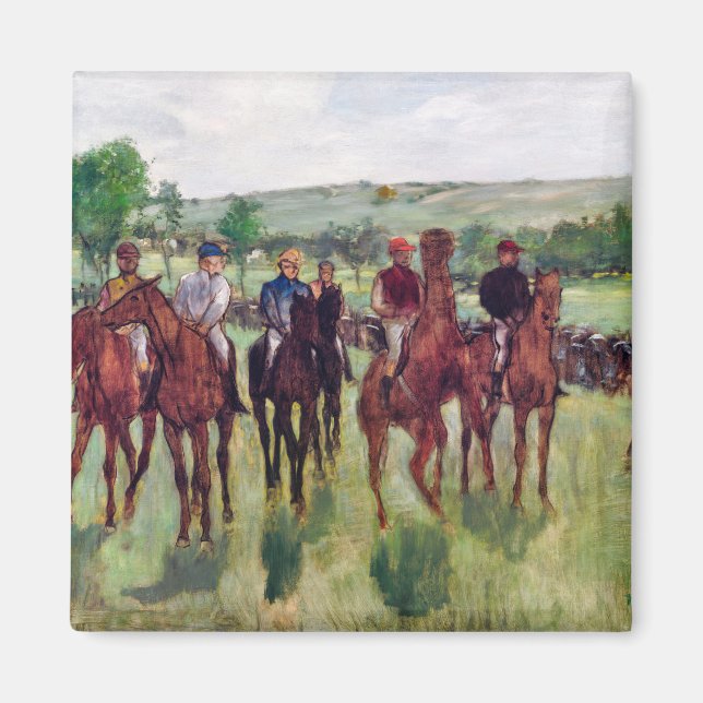 Jockeys and Race Horses, Edgar Degas Magnet (Front)