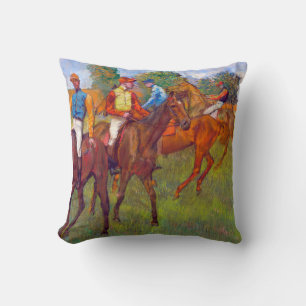 Jockeys and Race Horses, Edgar Degas Throw Pillow