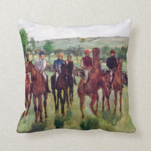 Jockeys and Race Horses, Edgar Degas Throw Pillow