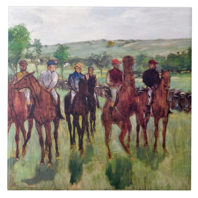 Jockeys and Race Horses, Edgar Degas Tile (Front)