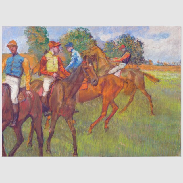 Jockeys and Race Horses, Edgar Degas Tissue Paper (Front)