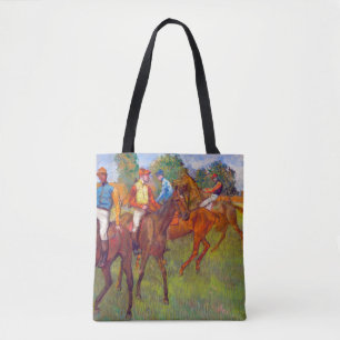 Jockeys and Race Horses, Edgar Degas Tote Bag