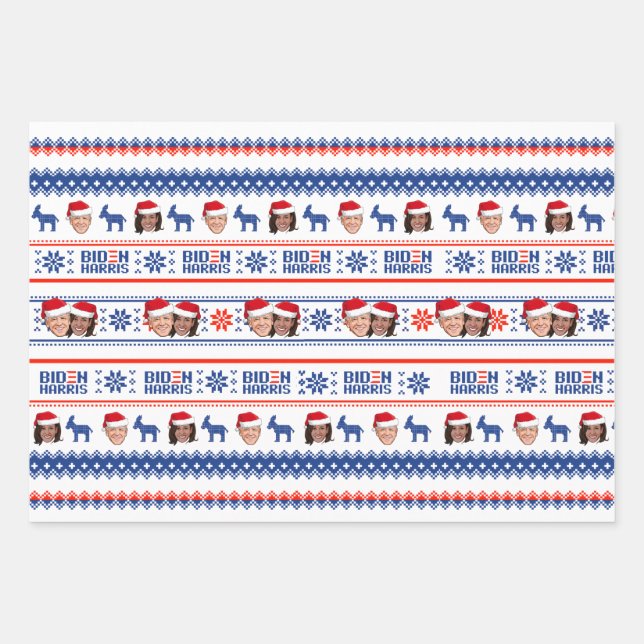 Joe and Kamala Christmas Wrapping Paper Sheet (Front)