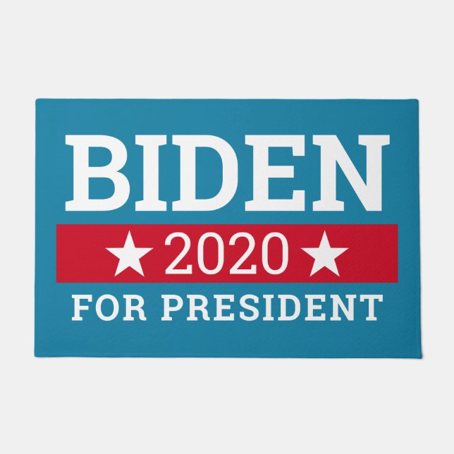 Joe Biden 2020 for President - Teal Blue Red Stars Doormat (Front)